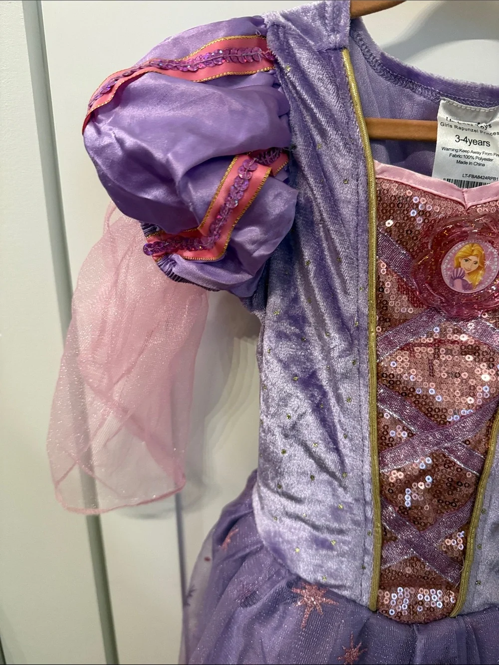 Purple Rapunzel Princess Kids Costume Dress with Pink Accents size 3-4 years